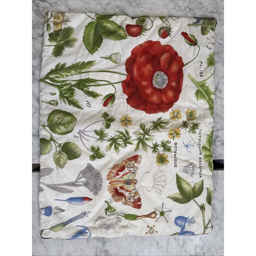 Pottery Barn Poppy Botanical Standard Percale Pillow Sham Reversible Black White
